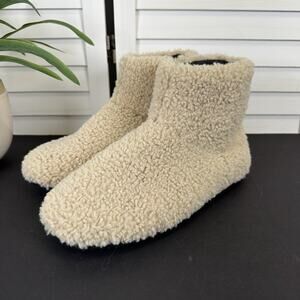 Roam Mini Boosh Boots Fuzzy Nude Faux Shearling Ankle Zip Shoe Boots EU 40 US 10